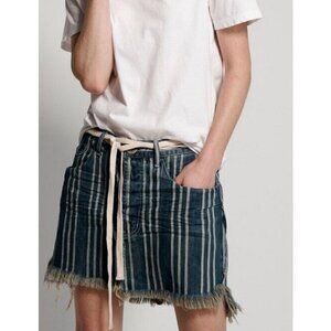 New One Teaspoon Cowboy Stripe Vanguard Mini Skirt Womens 24 Relaxed Blue Stripe